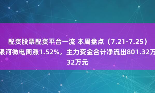 配资股票配资平台一流 本周盘点（7.21-7.25）：银河微电周涨1.52%，主力资金合计净流出801.32万元